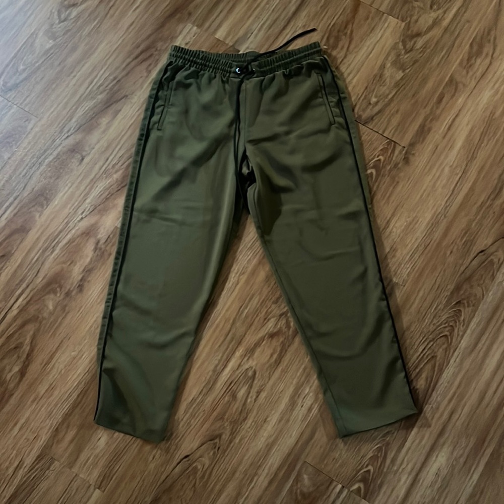 Silence + noise, green rayon pants, small